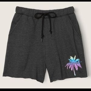 VS PINK Gray Shorts with Palm Tree Design